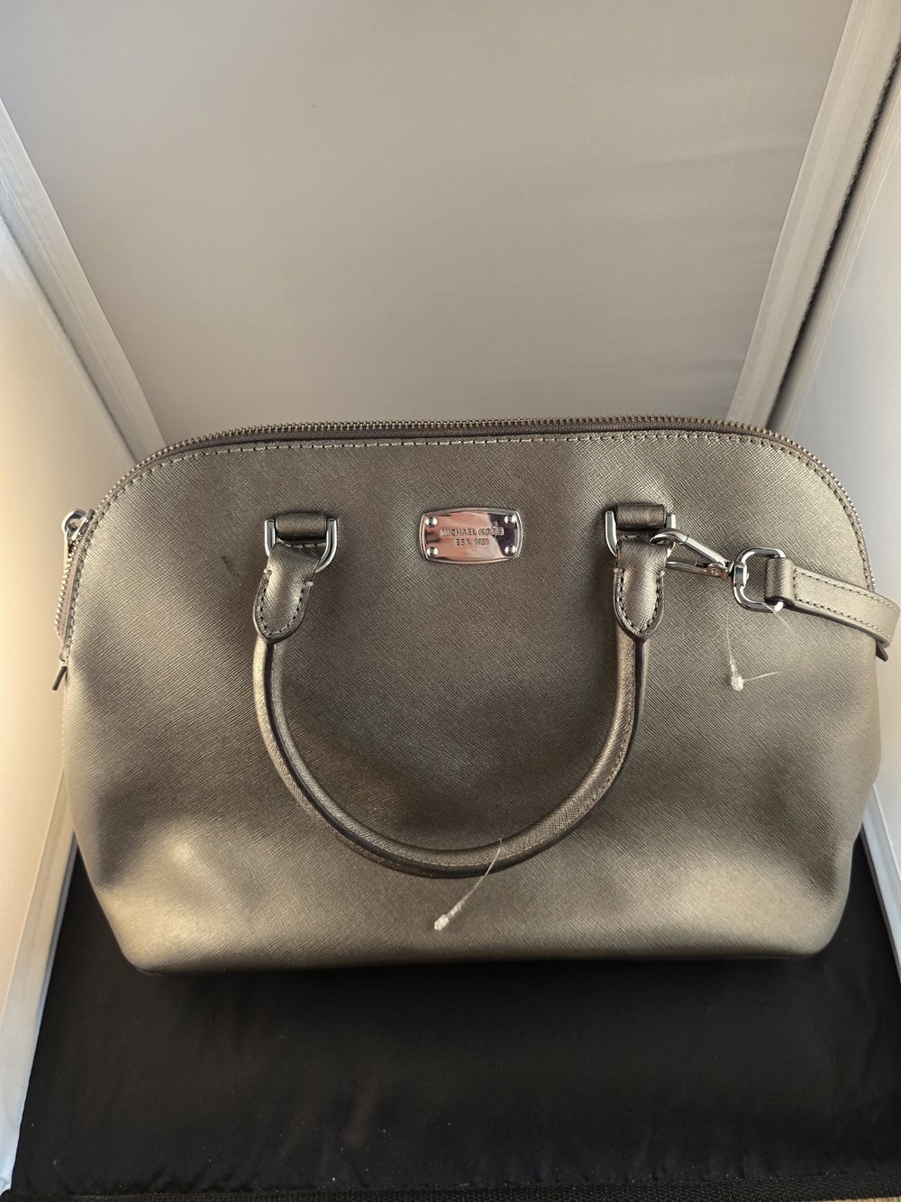 Michael Kors Metallic Taupe Dome Satchel